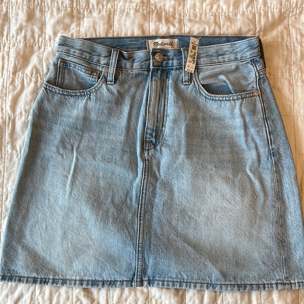 NWT Madewell Rigid Denim A Line mini skirt 26, light wash